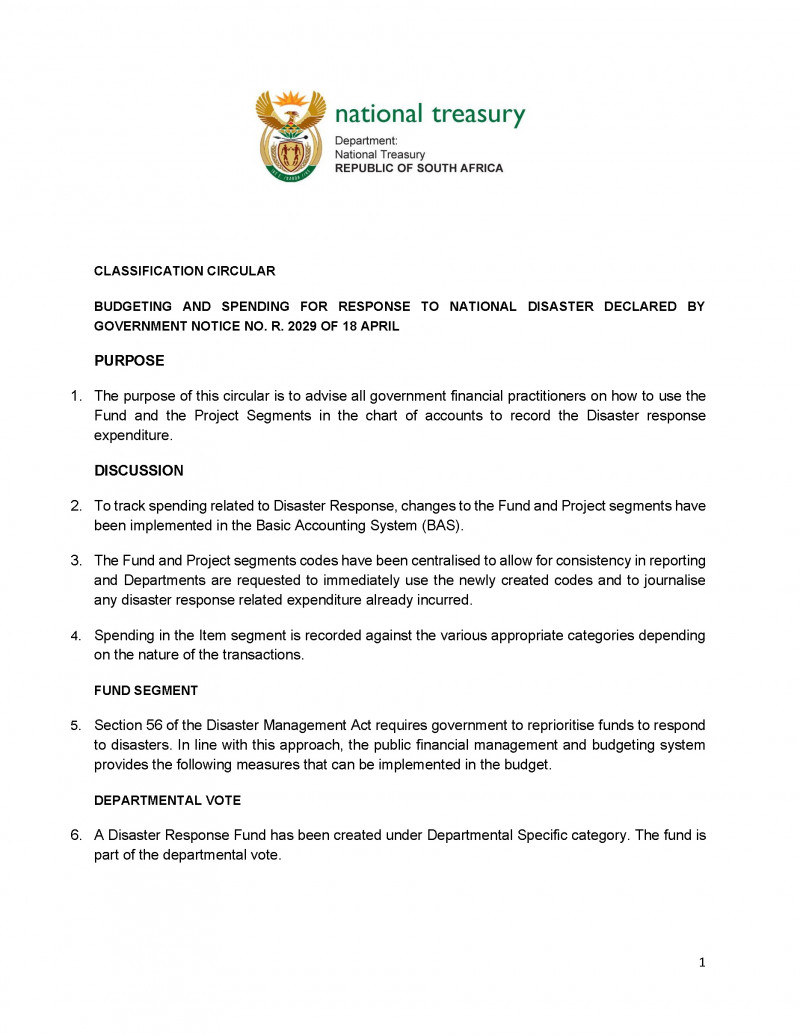 New SCOA Circular issued by National Treasury logo
